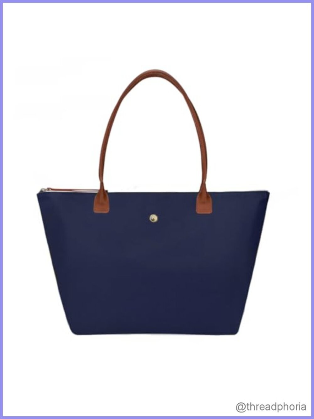 Nylon Tote Bag Foldable Shoulder Tote with Zipper for Women
